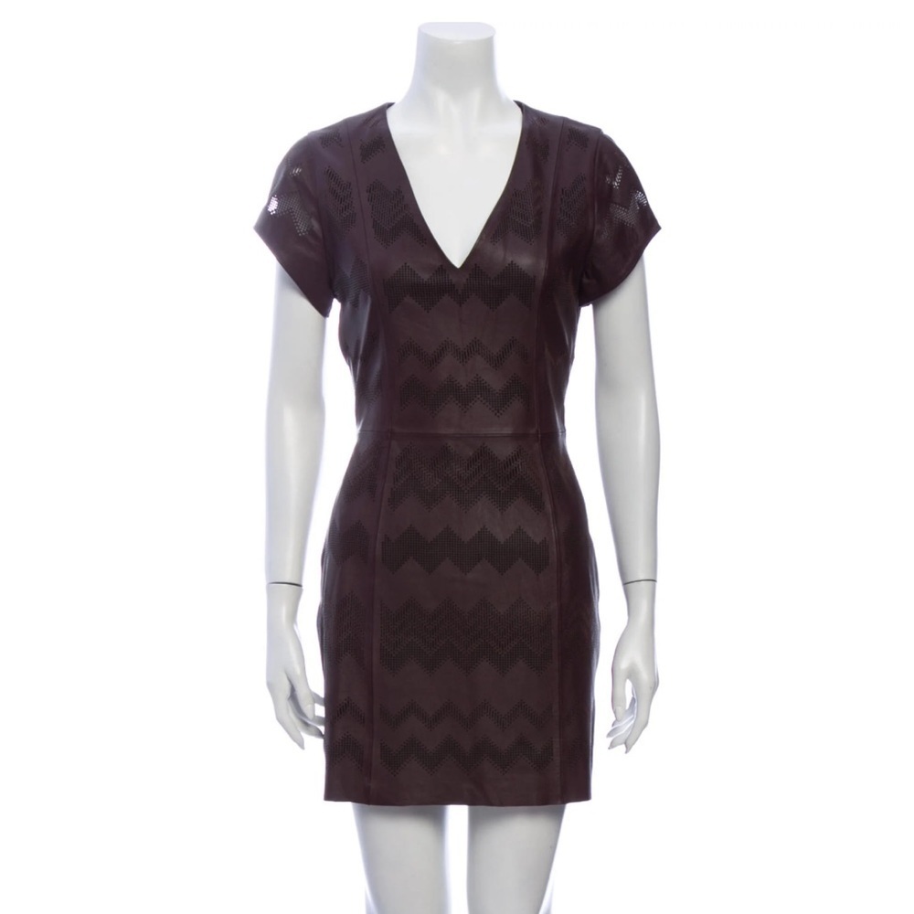 PARKER Leather Mini Dress Size: L - Picture 3 of 5
